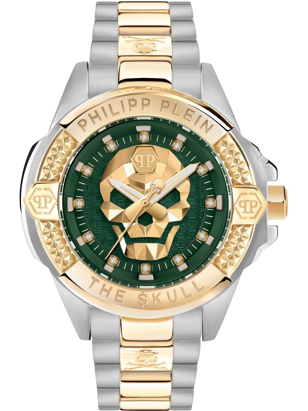 Orologio PHILIPP PLEIN THE SKULL PWNAA0622 Bracciale Acciaio Bicolor Gold Verde