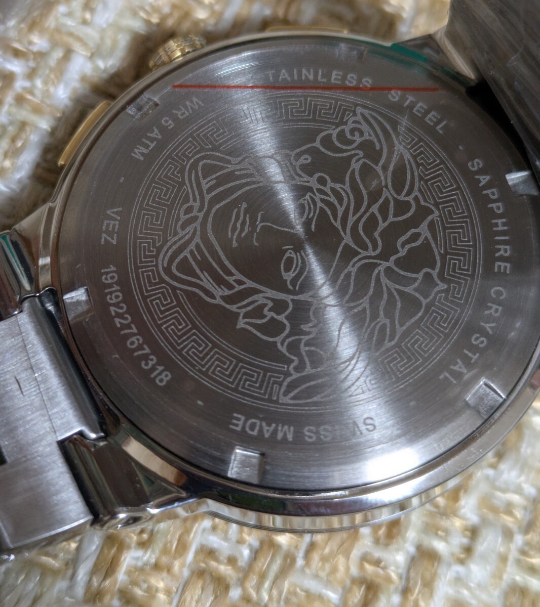 [B1Y] Versace Greca Logo Chronograph Blue Steel Watch VEZ900221 [w9s]