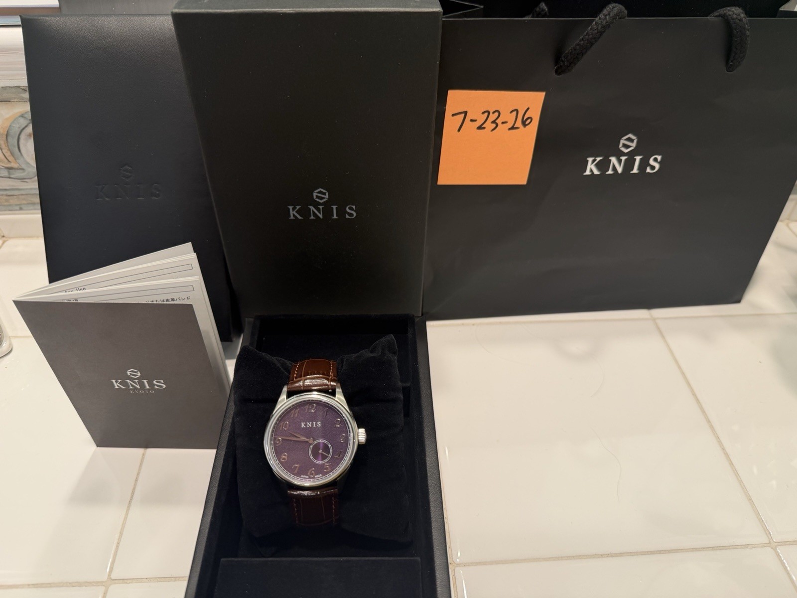 KNIS Kyoto Automatic Men’s Watch Sapphire Crystal Purple Dial Brown Leather