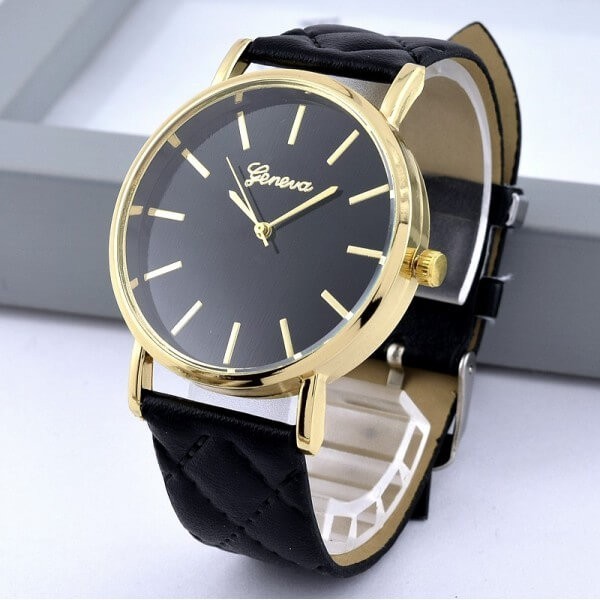 Women’s Geneva Quilted Leather Wrist Watch Lady Band Analog Quartz