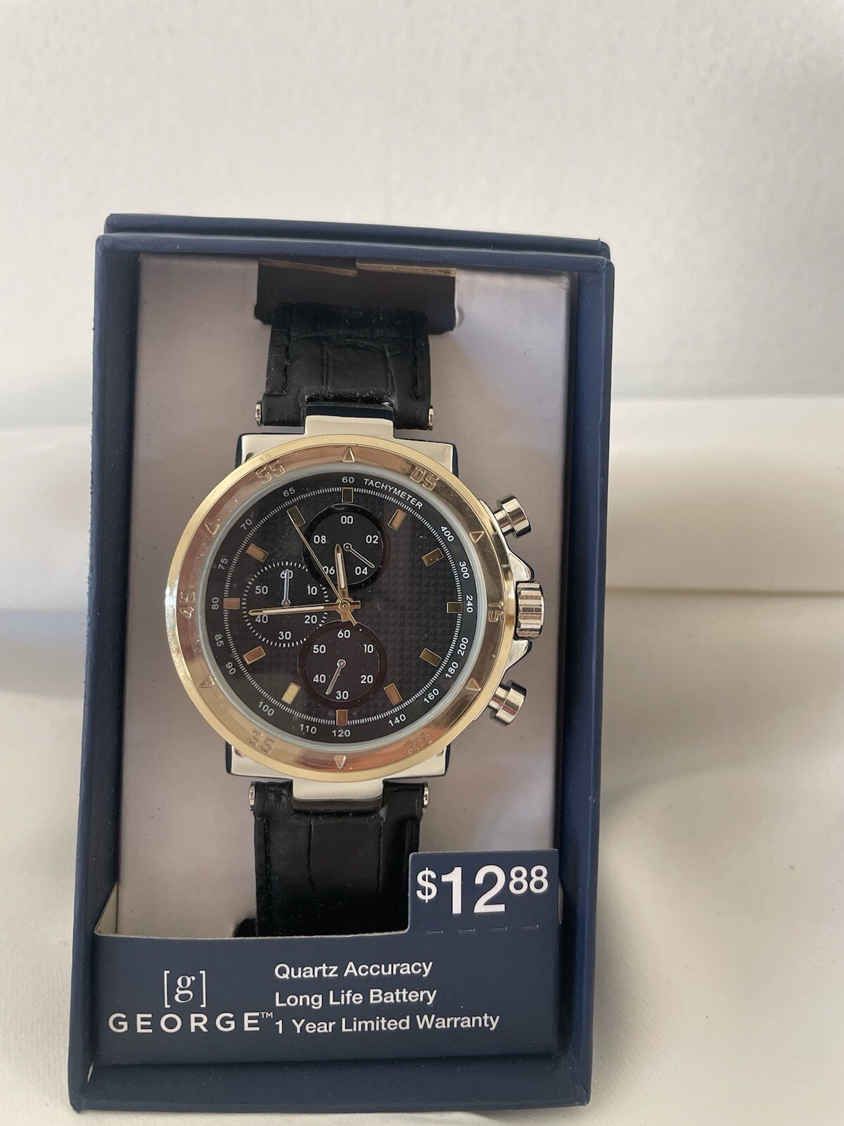 Mens Watch George Analog Gold, Silver. Quartz Accuracy Long Life Battery