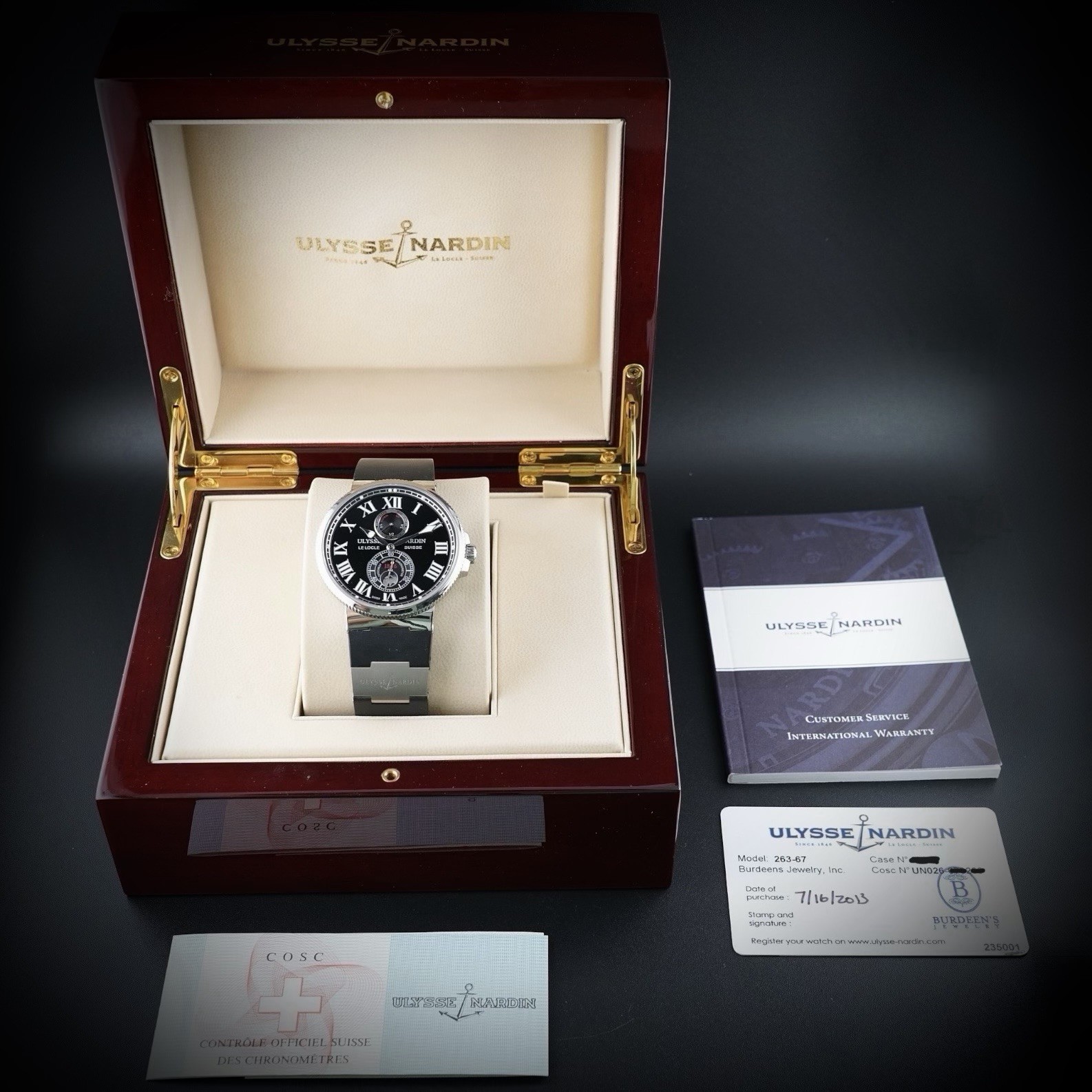 Ulysse Nardin Marine Maxi Chronometer 263-67 Stainless Steel Black Dial 43mm