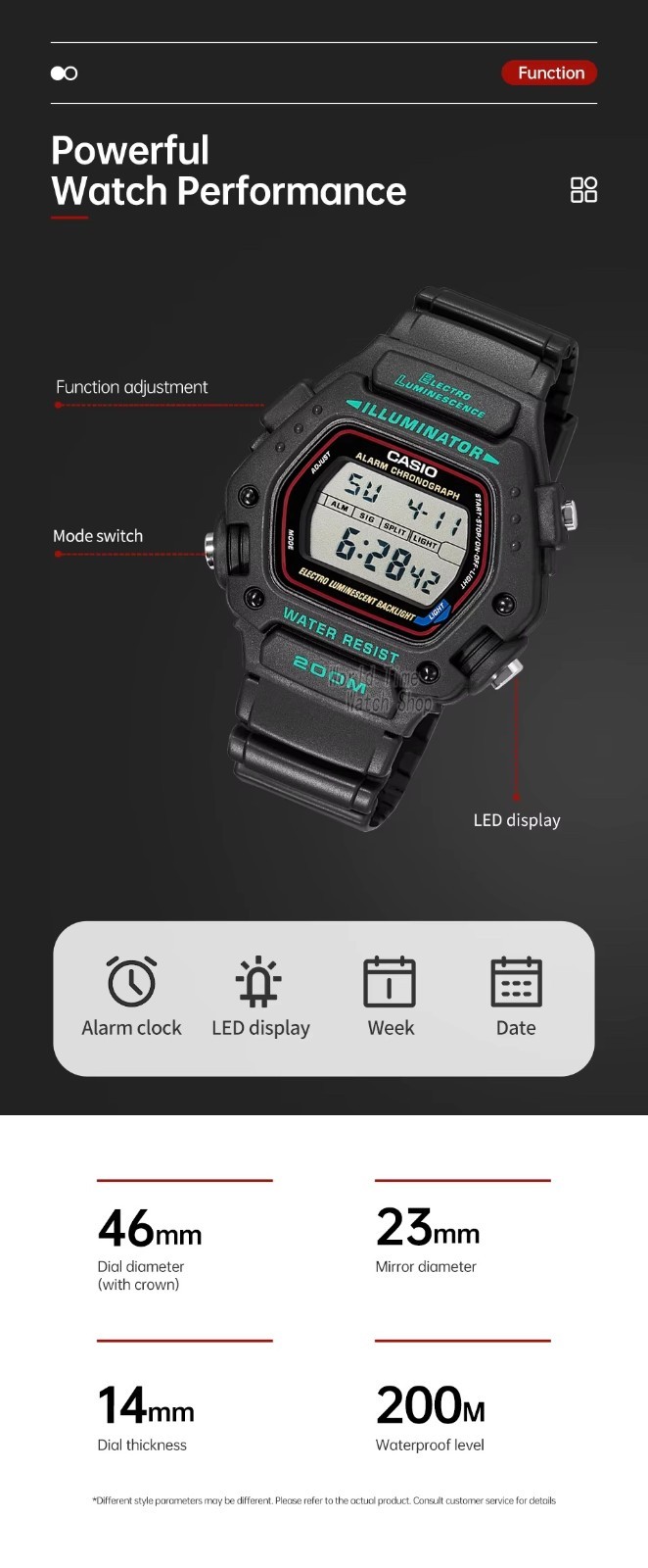 Casio Digital Classic Alarm Chronograph Watch, model DW-290-1.