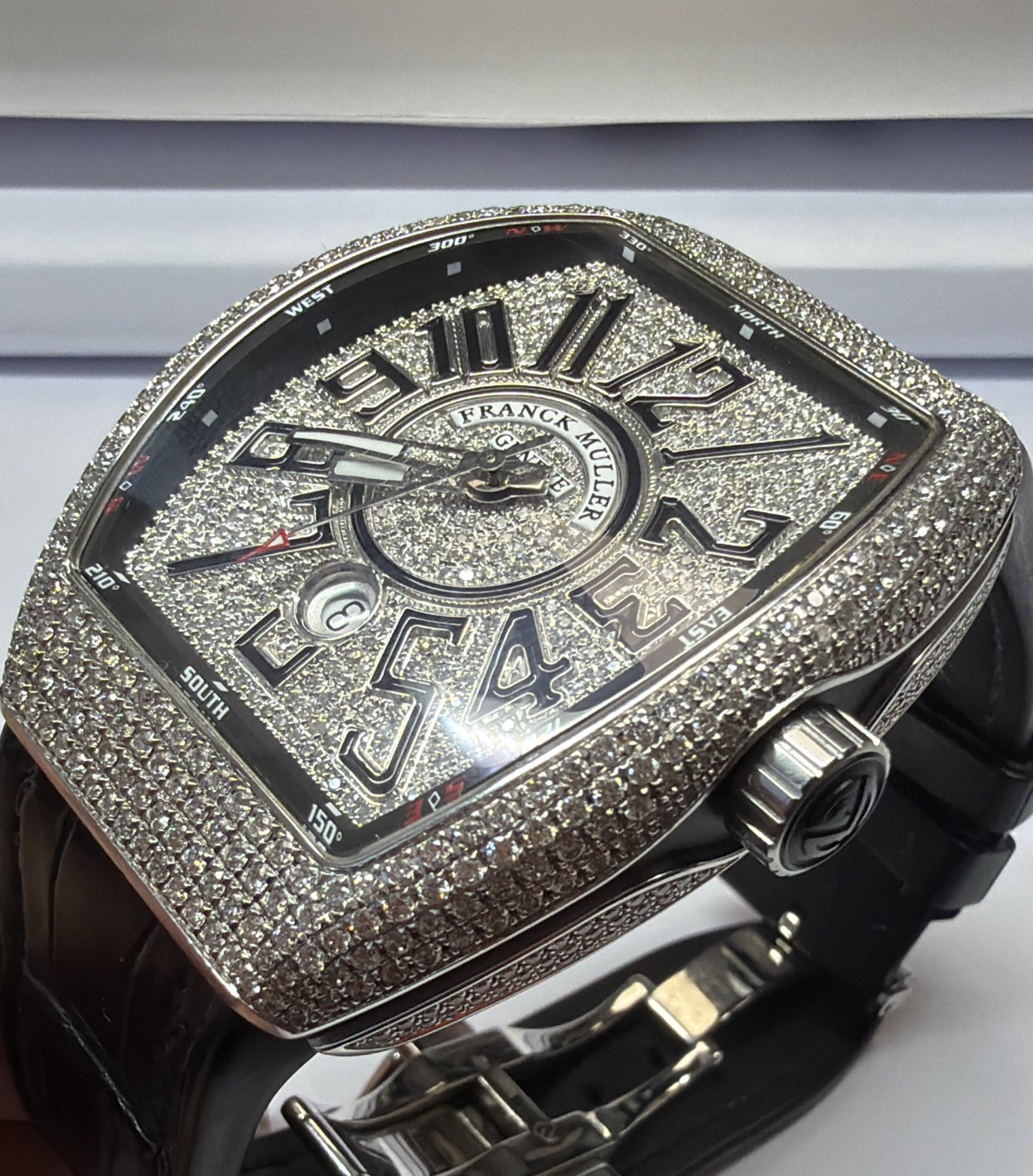 Franck Muller Vanguard Custom Diamond Steel 45mm Auto Men’s Watch V45 SC DT