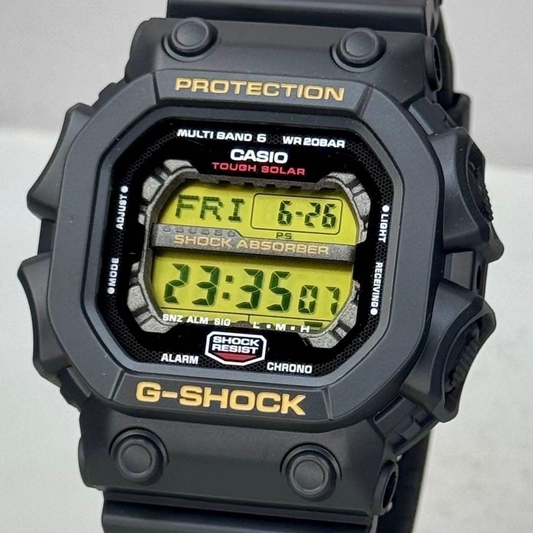 with box and manual G SHOCK GXW 56 Radio Solar Black Gold LCD Casio
