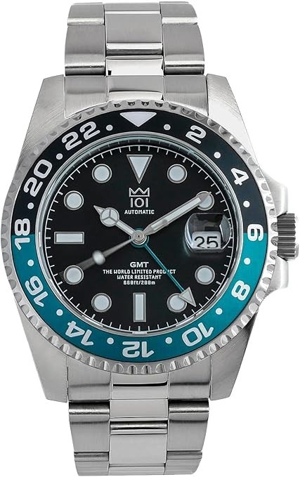 HYAKUICHI 101 No.14 Mechanical GMT Japanese Movement World Time Aqua x Black