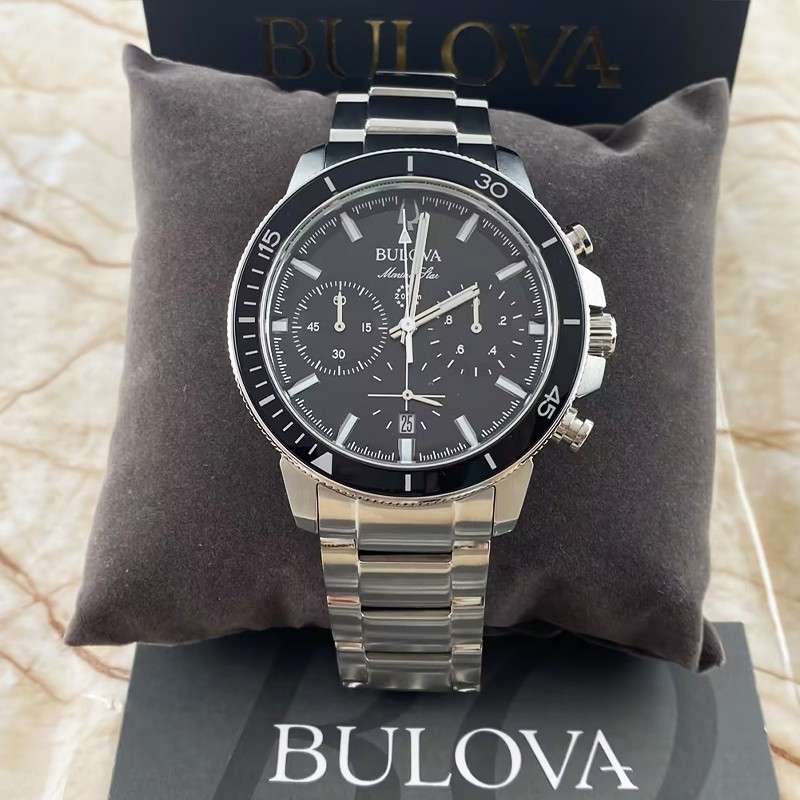 Bulova Marine Star Series C 96B272 Black Dial Chronograph Men Quartz Watch 45MM