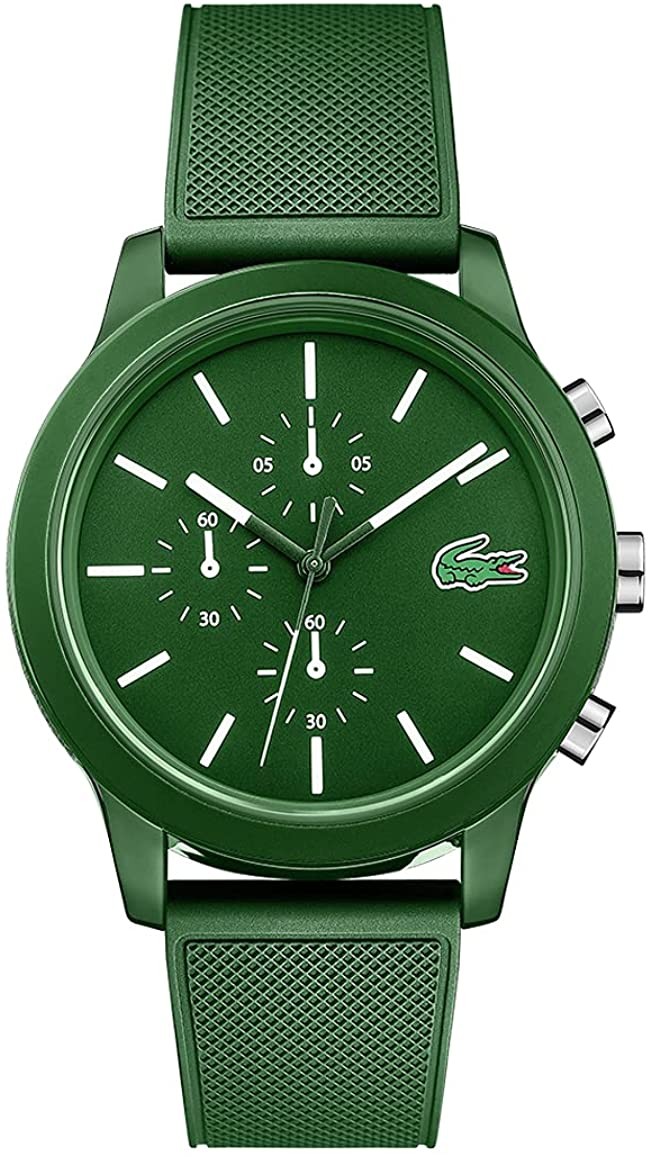 Lacoste Unisex L.12.12. 2010973 Chrono TR90 Green Rubber Strap Watch 43mm