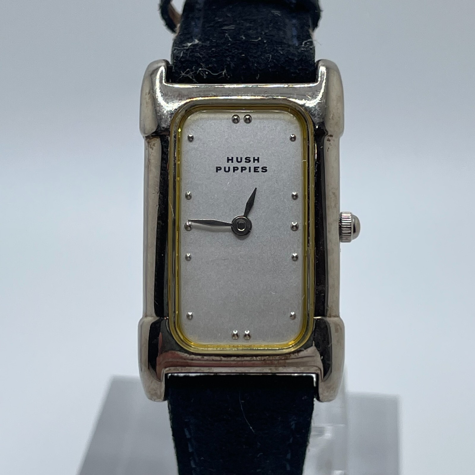 Hush Puppies Watch Womens 18mm Silver Tone Case Blue Leather Band Quartz