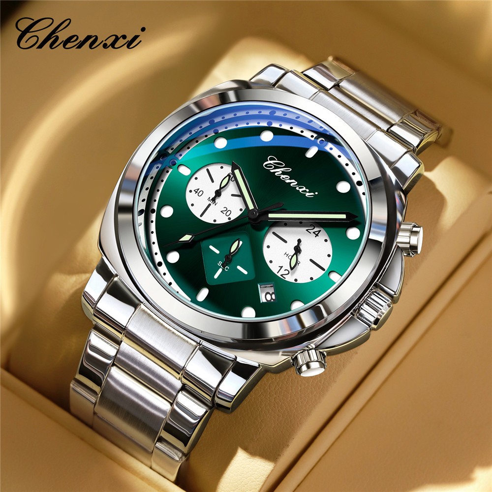 CHENXI Men Quartz Watch Chronograph Wristwatch 24Hours Weekday Boy Sport Watches