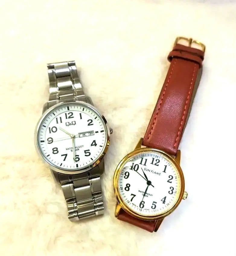 Batteries replaced! Sunflame & Citizen Q&Q Quartz Men’s Watch Set of