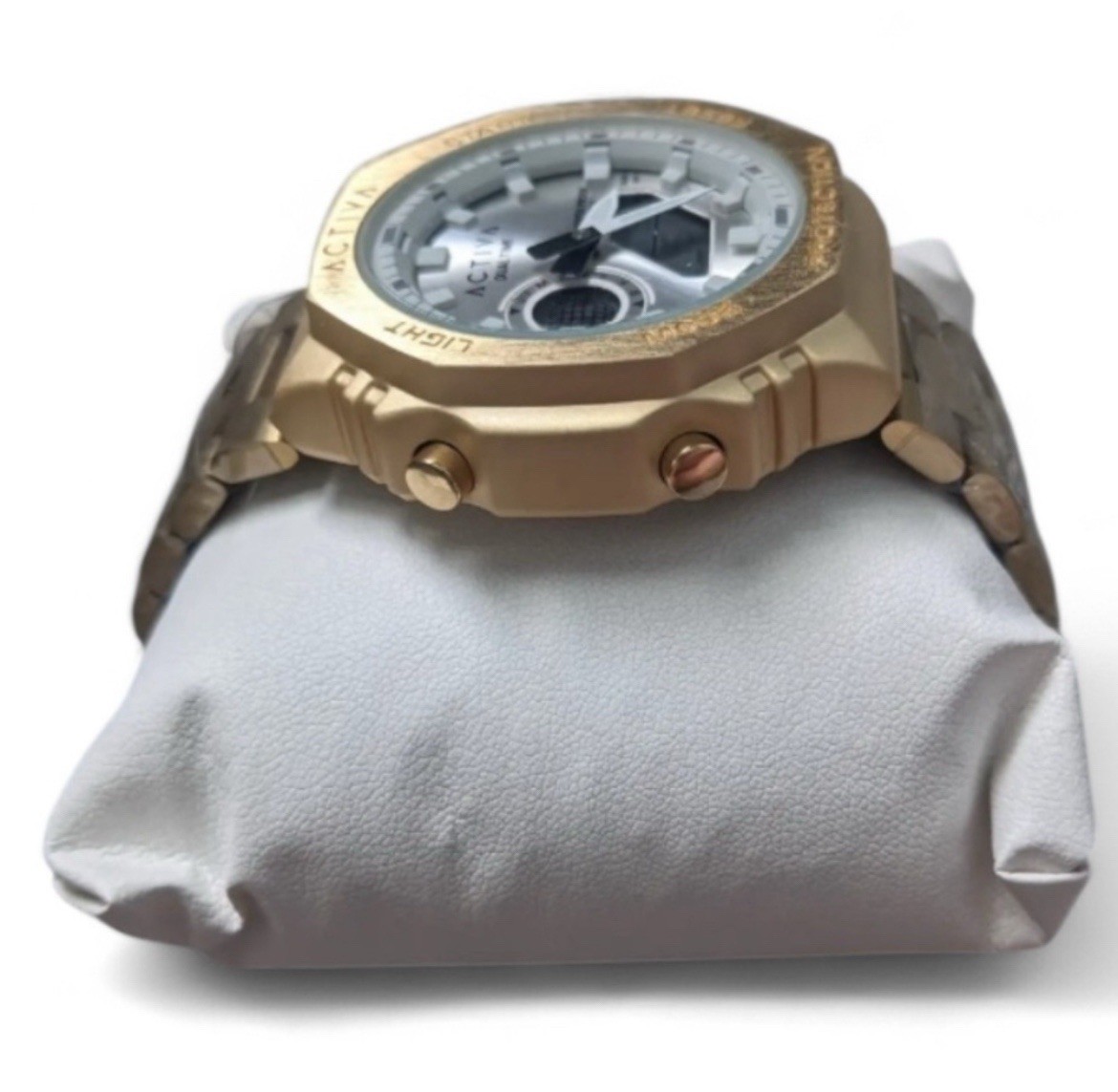 Activa Dual Time Analog-Digital Quartz Gold Tone Bracelet Watch 30m