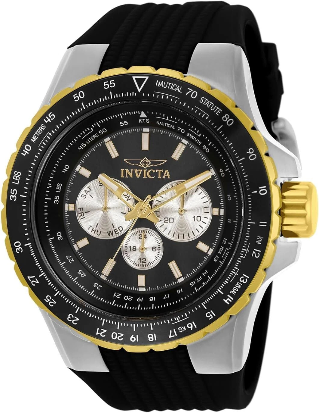 Invicta Men’s 33029 Aviator Quartz Chronograph 50mm Black Silicone Watch