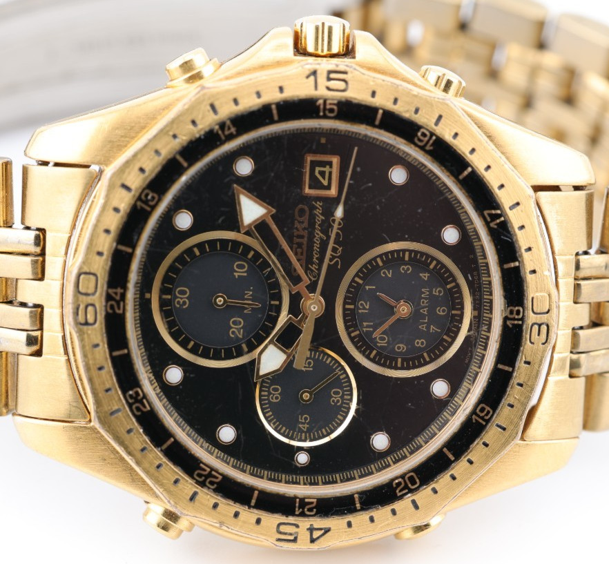 SEIKO CHRONOGRAPH SQ 50 ALARM WRIST WATCH, 7T32-7068, 40mm, FOR REPAIR (FL)