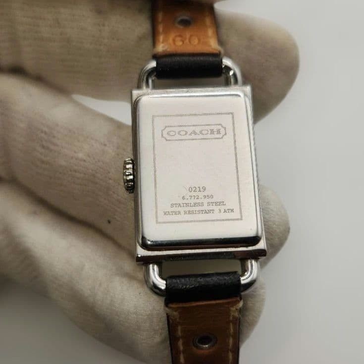 Coach working wristwatch square white dial quartz ladies’
