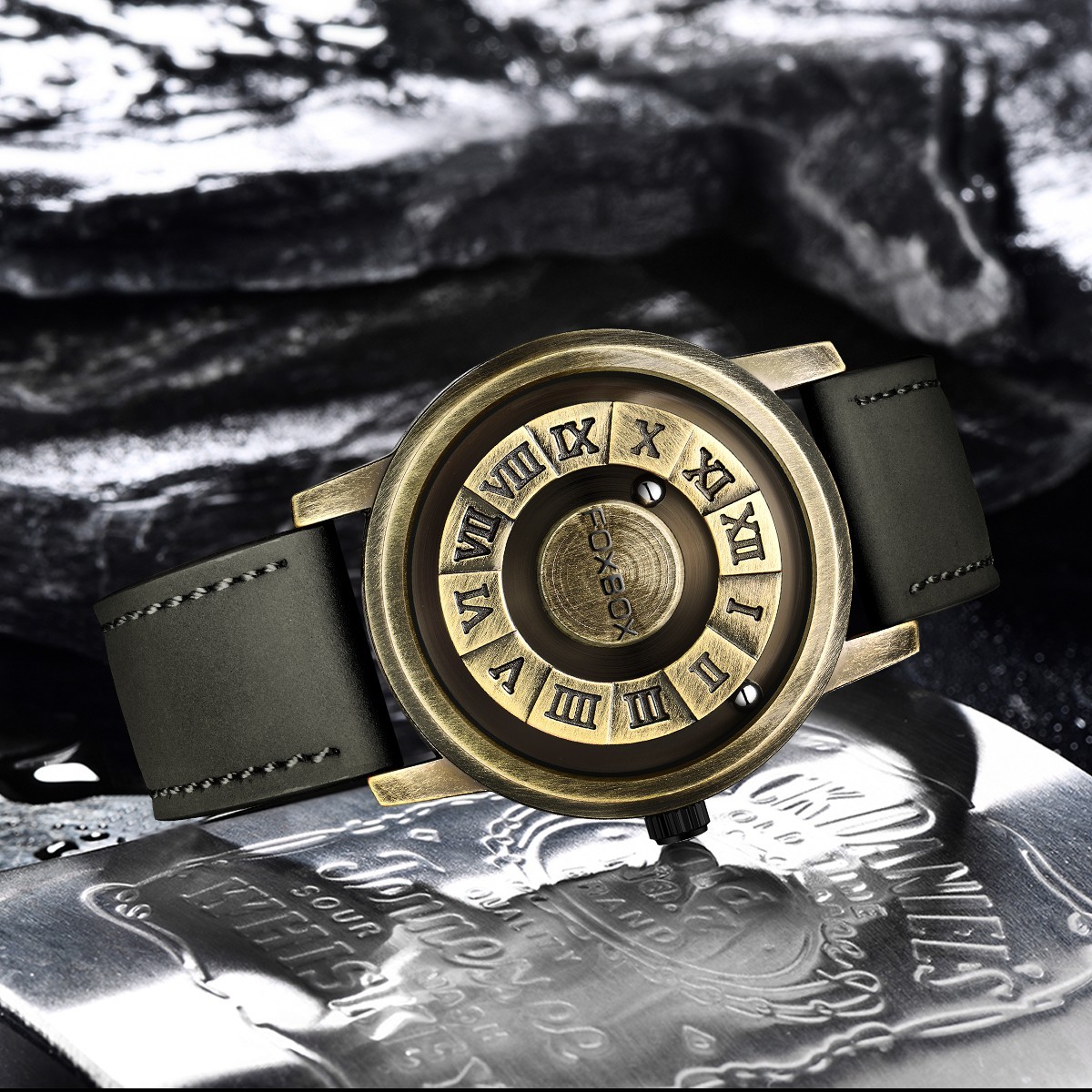 LIGE FOXBOX Men’s Quartz Watch Scrolling Bead Magne Wristwatches 3ATM Waterproof