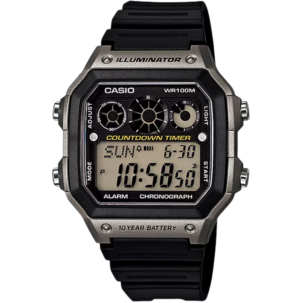 Casio AE1300WH-8AV, Illuminator Watch, Chronograph, Alarm, 10 Year Battery