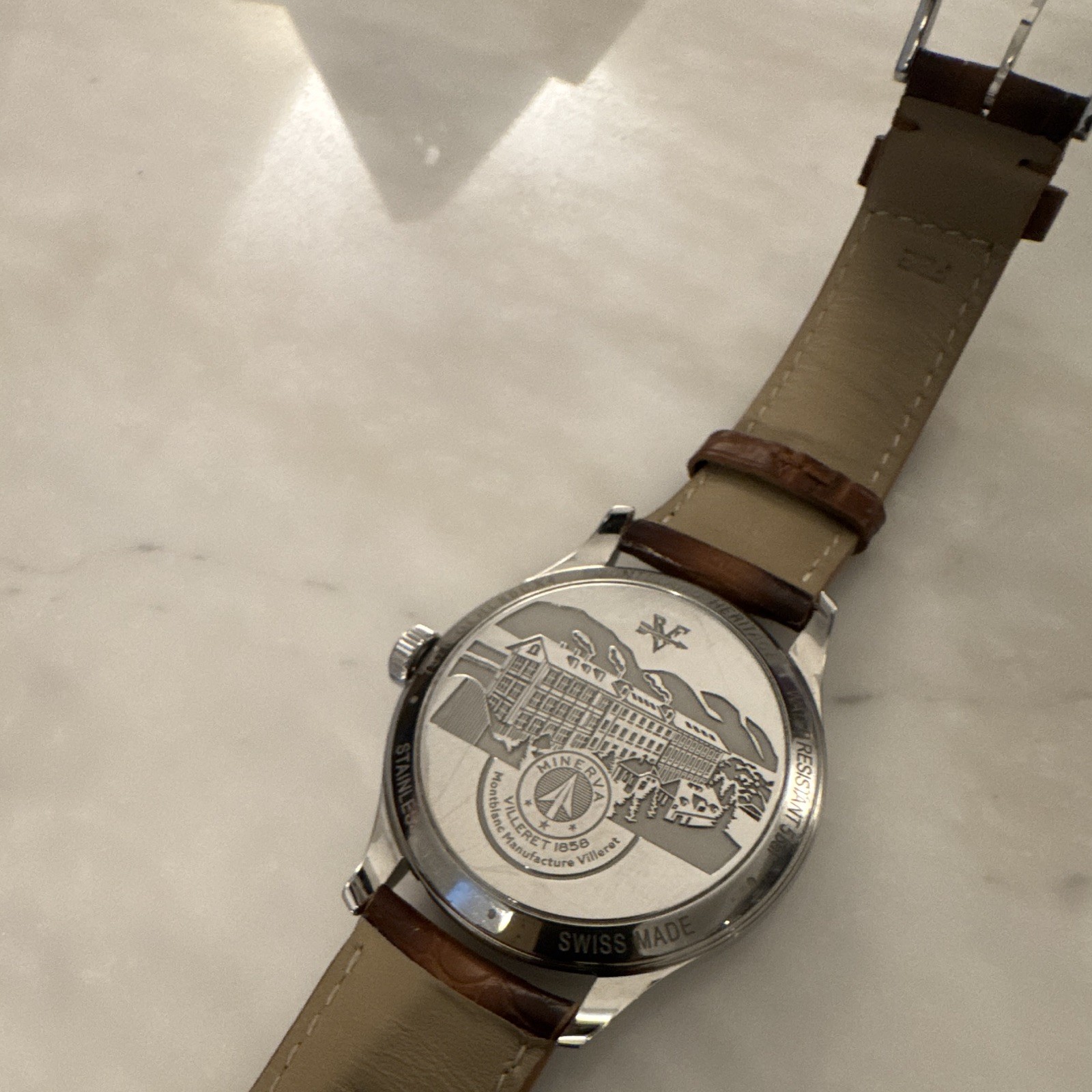 Montblanc Heritage Automatic Silver Dial 40mm Steel Brown Leather Date Watch