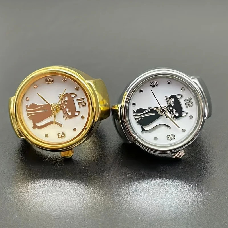 1PC niche handsome kitten circular pointer quartz ring watch hot selling