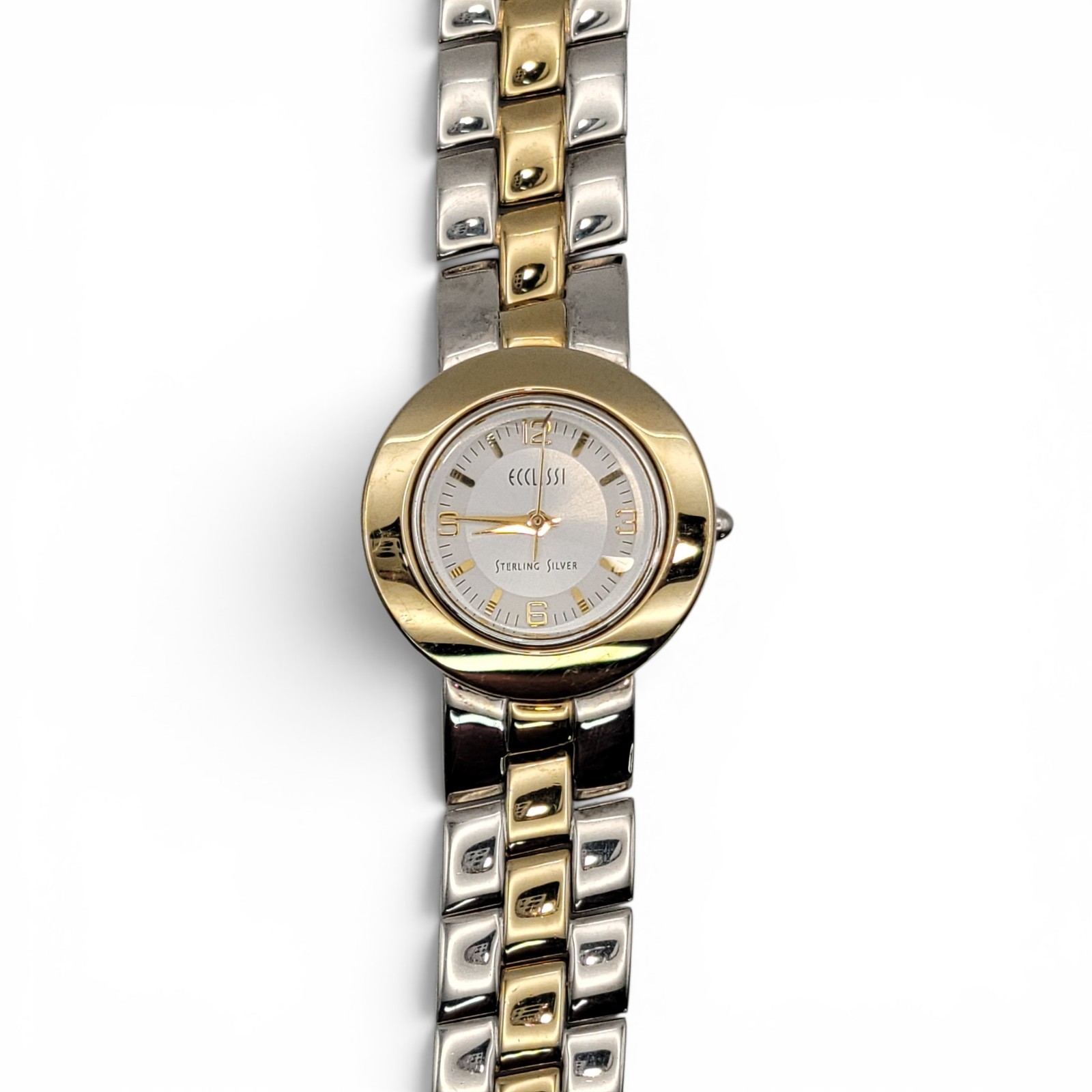 Ecclissi 32250 Heavy 72g Sterling Silver 925 Two Tone Womans Watch New Battery