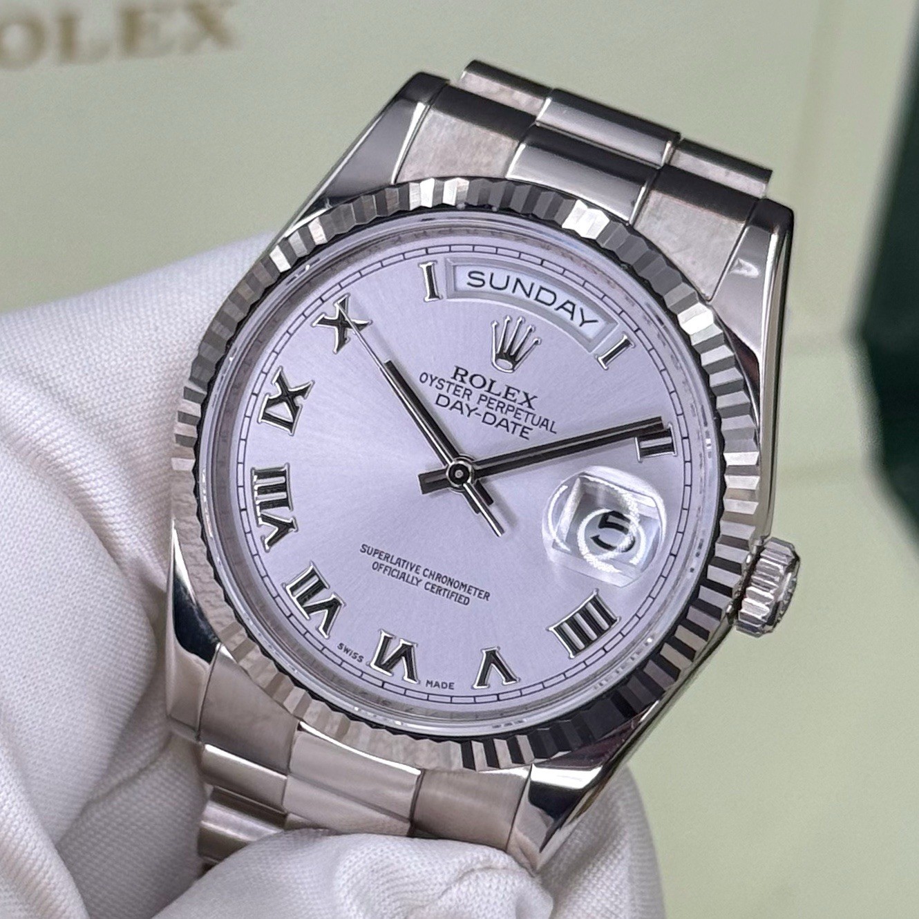 Rolex Day-Date 36 White Gold 118239 Silver Dial President Bracelet