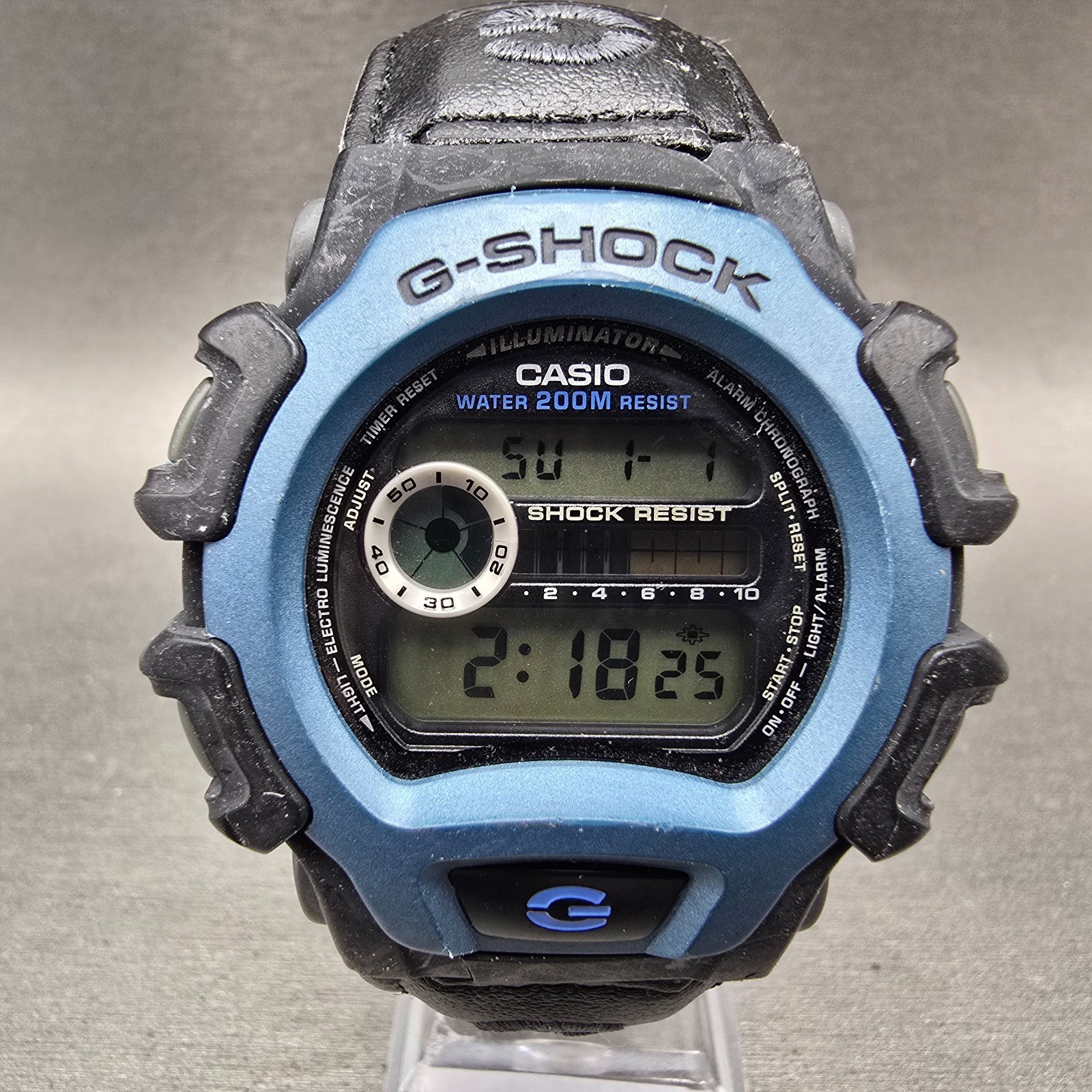 Casio G-Shock DW-004 Watch Men 45mm Black Blue Alarm Chrono Digital New battery