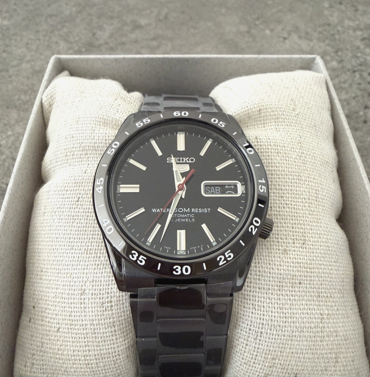 Seiko 5 SNKE03K1 Automatic Black Dial Stainless Steel Men’s Watch SNKE03 Day Dat