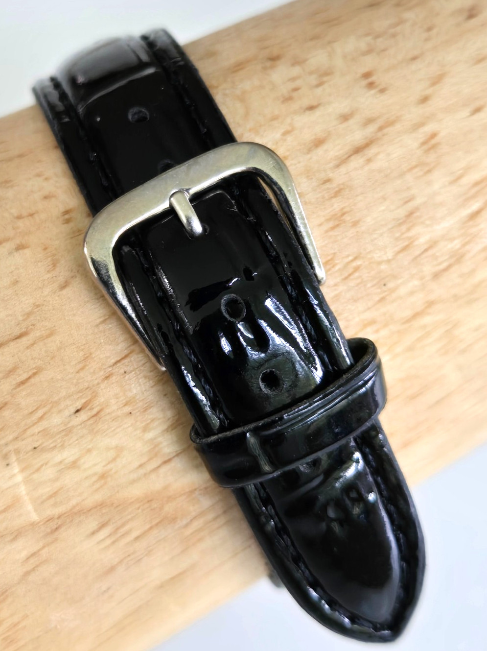 2000s SKC Silver Tone Tonneau Case Quartz Wrist Watch Black Leather New Battery