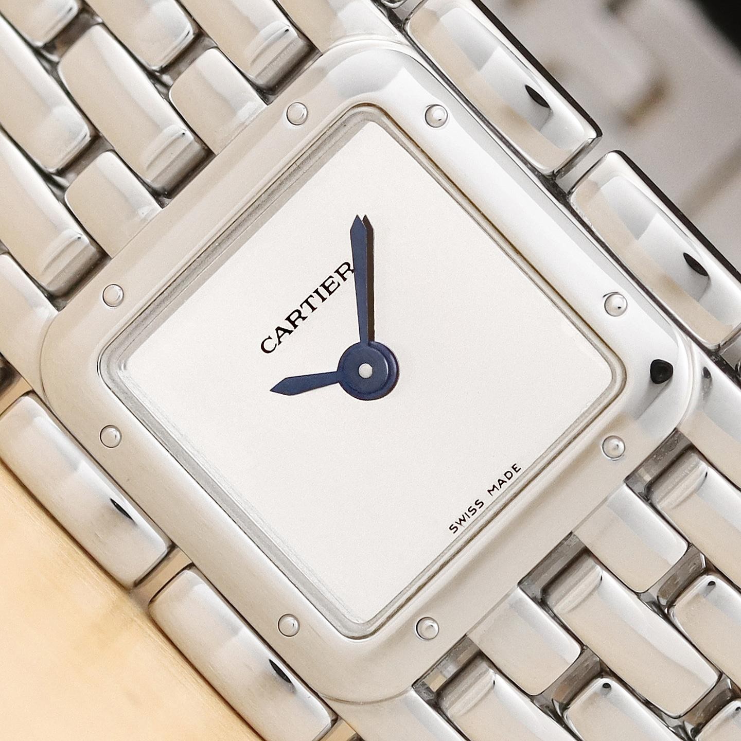 CARTIER LADIES PANTHERE RUBAN W61004T9 SILVER STEEL 21MM MINIMALIST WATCH