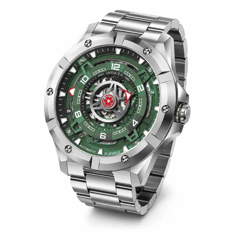 Invicta Racing Interpoint Men’s Automatic Watch 43.5mm, Steel/Green (70083)