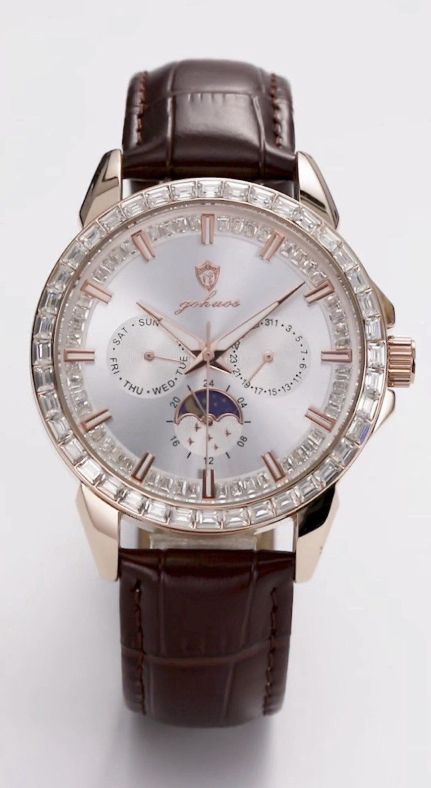 gohuo Quartz Analog Dress Watch Rose Gold Case Silver Dial Date Day 24HR