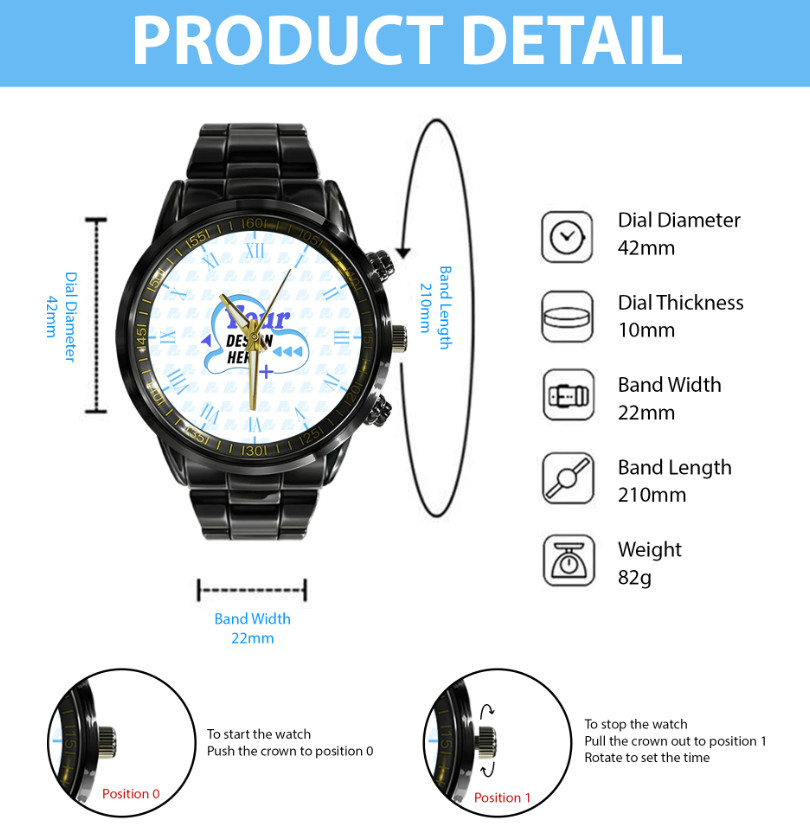 B.M.W Eagle Logo Fire Black Stainless Steel Watch Gift For Car Lover