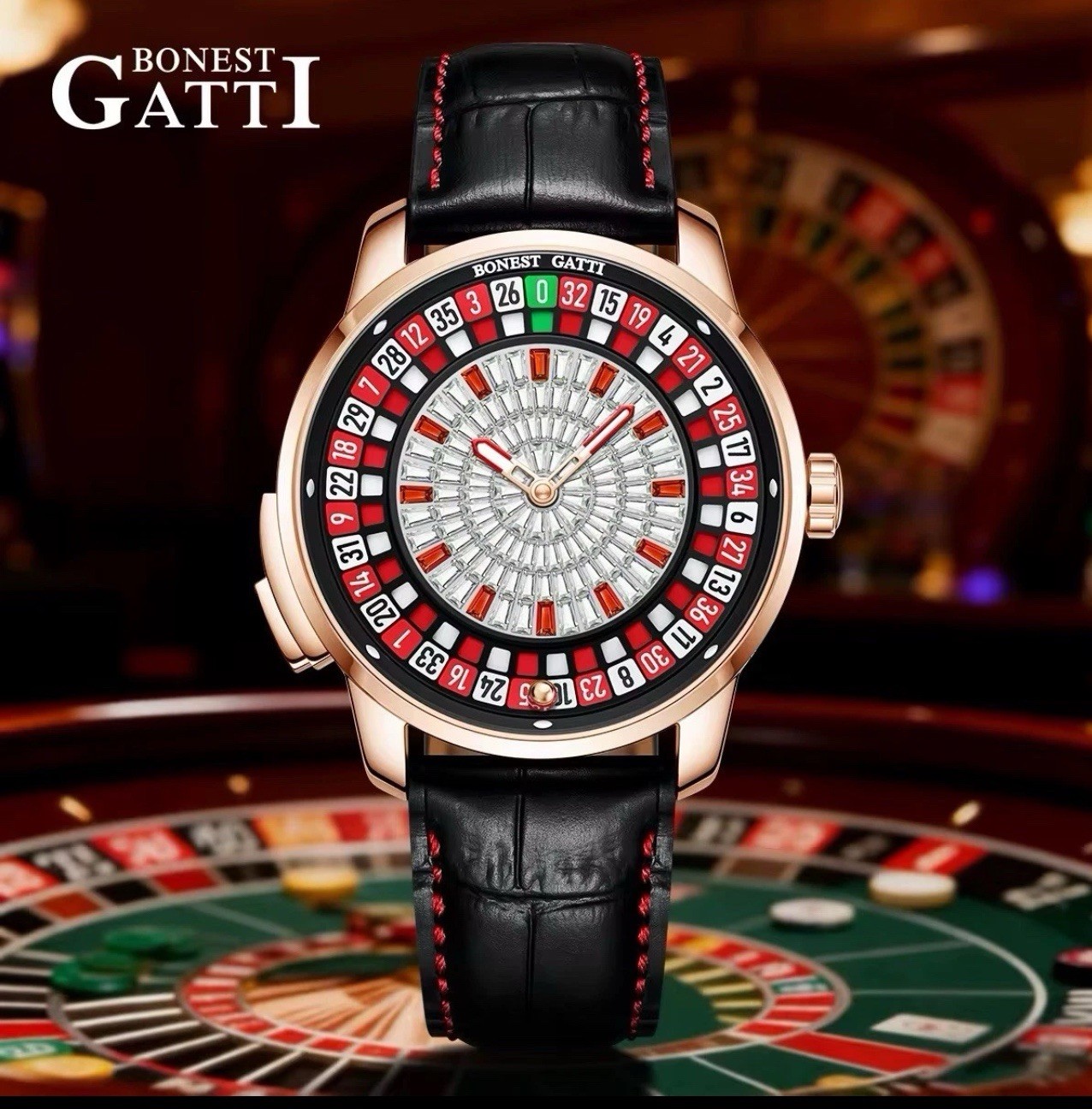 BONEST GATTI Luxury Casino Roulette Automatic Watch 43mm Sapphire Crystal