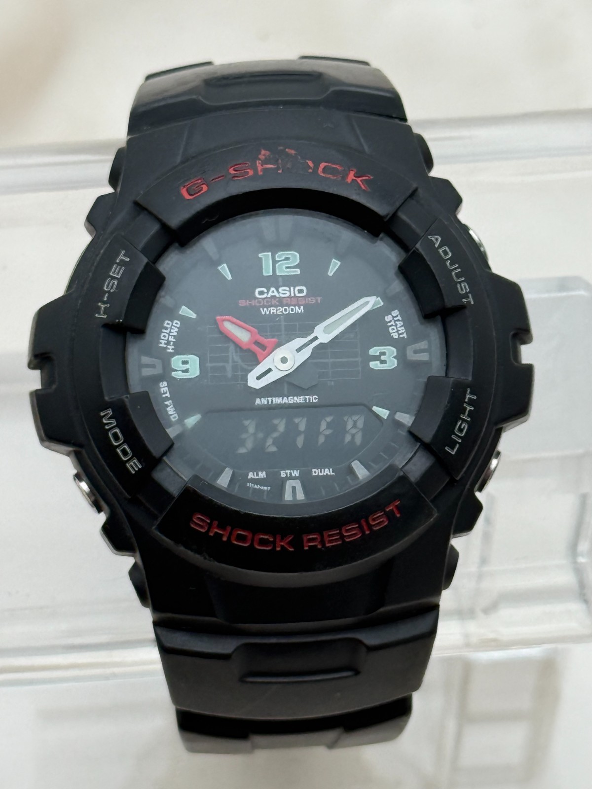 Casio G-Shock G-100 47mm Quartz Ana-Digi Black Resin Alarm Dual Time