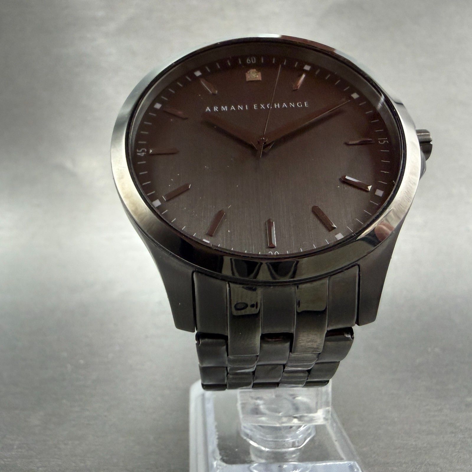 Armani Exchange Hampton Watch Men 46mm Black Dial Black Tone Round New Battery