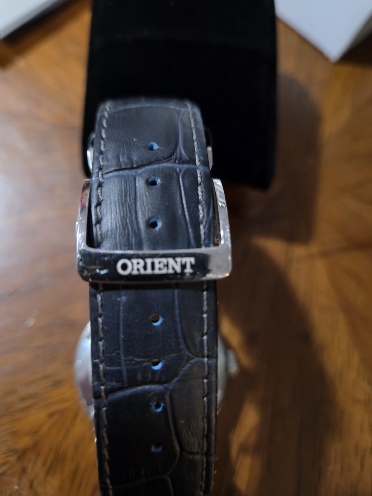 Orient Sun and Moon Version 2 Silver W/ Blue Leather Strap Men Automatic watch