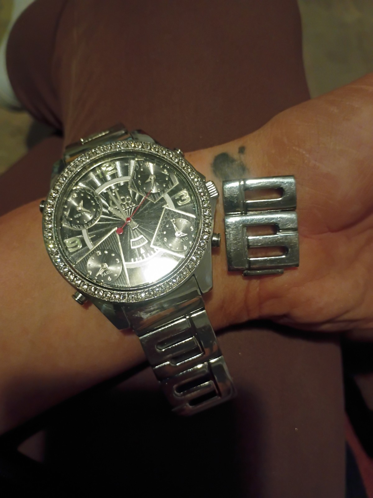 Men’s Jacob & Co Five Time Zone Watch With Diamond Bezel & Stainless Steel Band