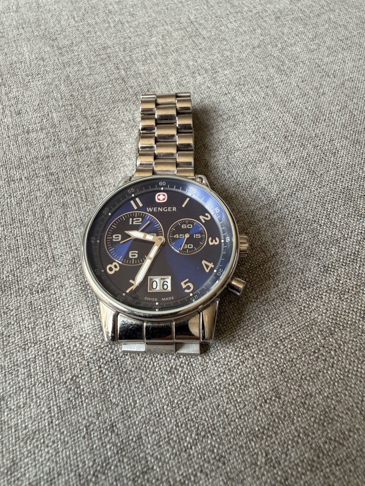 Wenger Men’s 74718 Commando Dual Time 2-Eye Blue Dial Steel Bracelet Watch