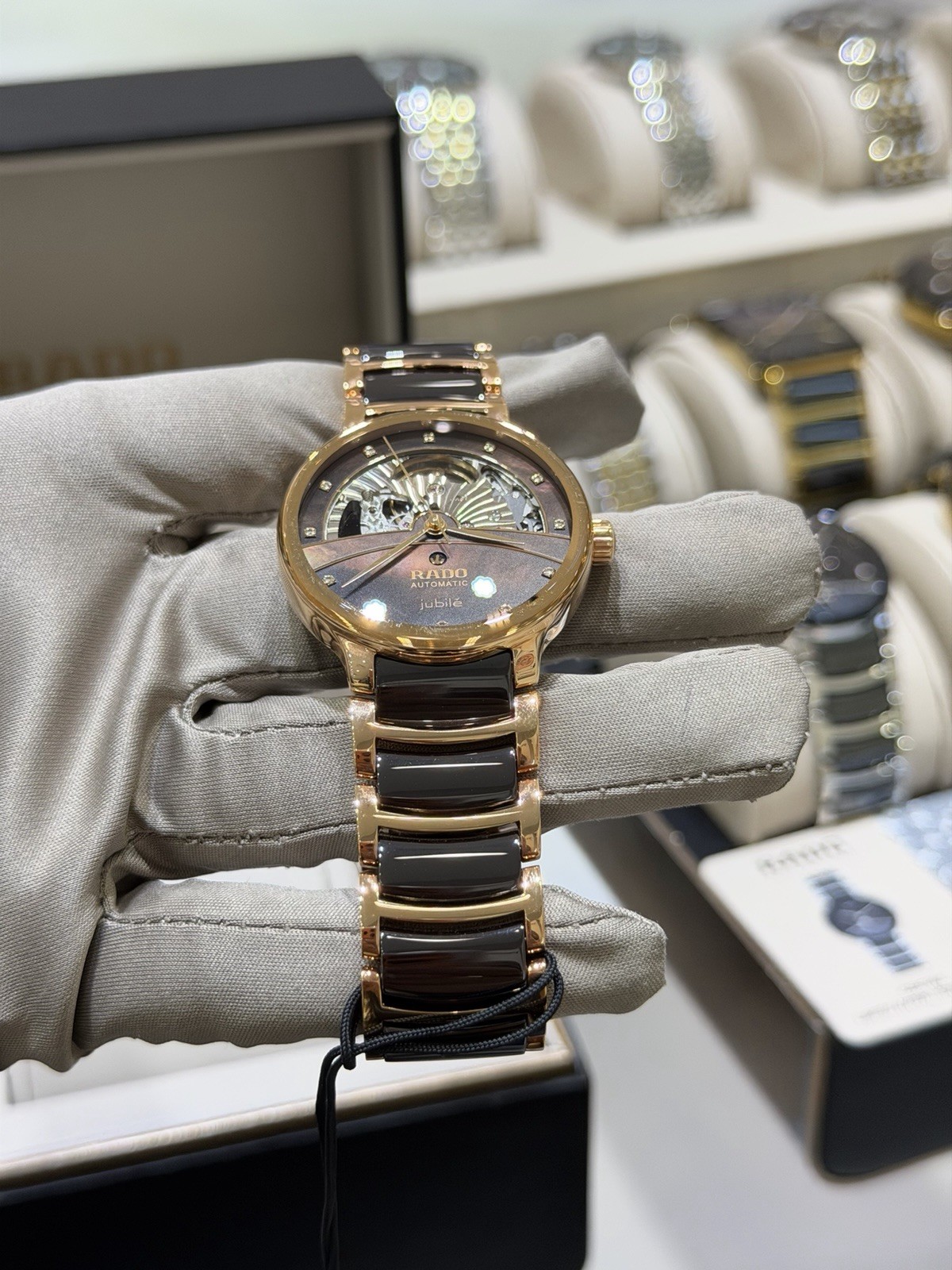 New Rado Centrix Automatic Diamonds OpenHeart Brown Dial Women’s Watch R30029902