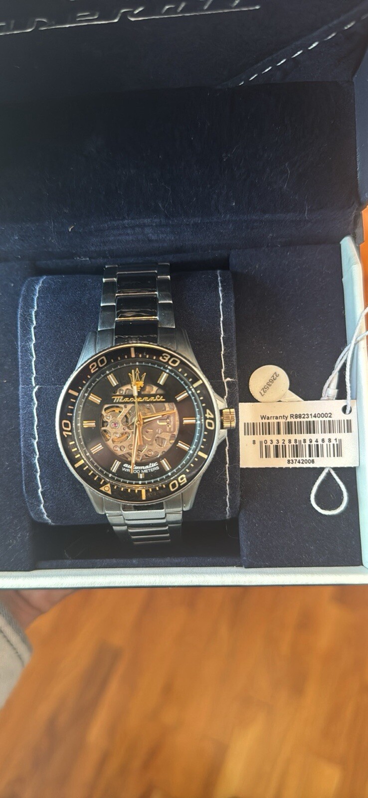 Maserati Sfida watch Automatic 44mm Open Heart R8823140002 New In Box
