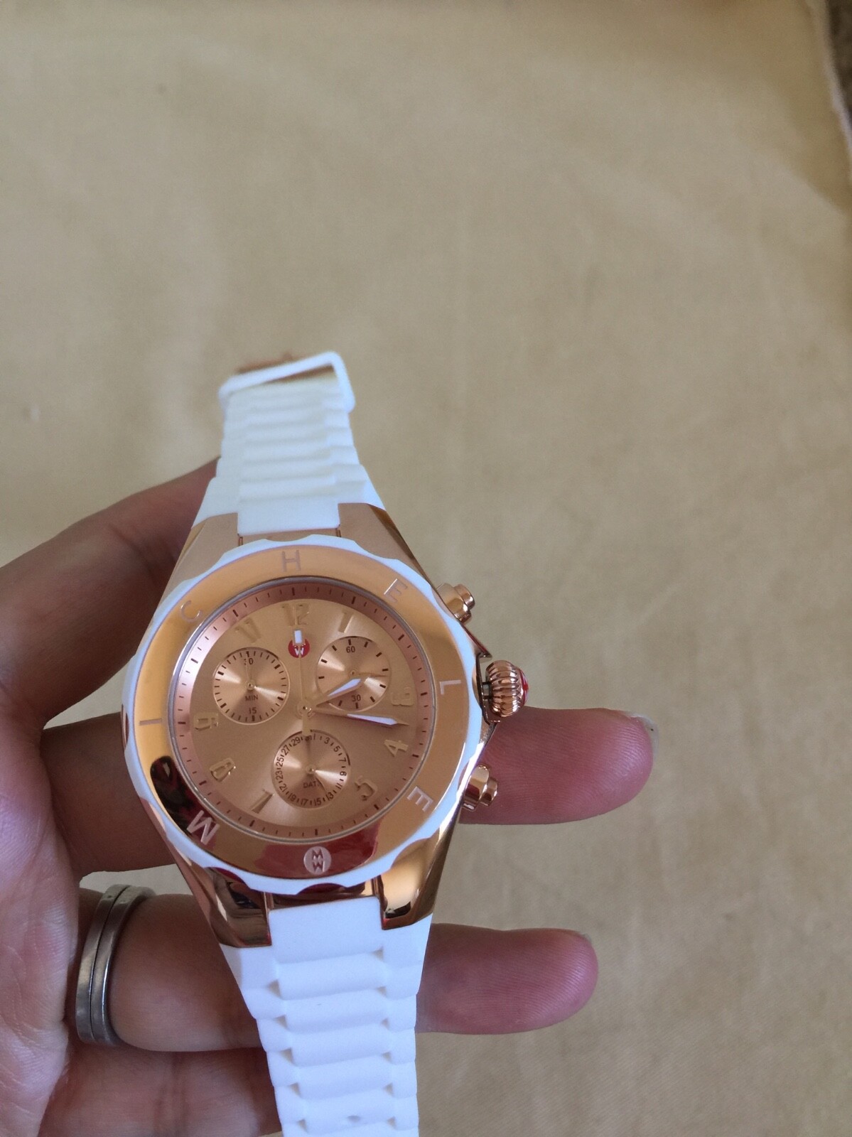 (ON SALE) NWT MICHELE JELLY BEAN WHITE Watch MWW12F000030 RETAIL $400