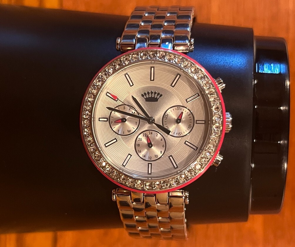 Juicy Couture Silver/Pink Venice Women’s Watch – Three Hand Date – NEW BATTERY