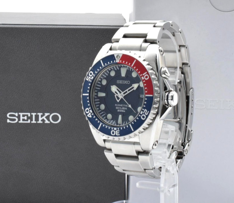 w/box SEIKO Kinetic SBCZ013 Scuba Divers 5M62-0BL0 Pepsi Bezel Men’s Watch JAPAN