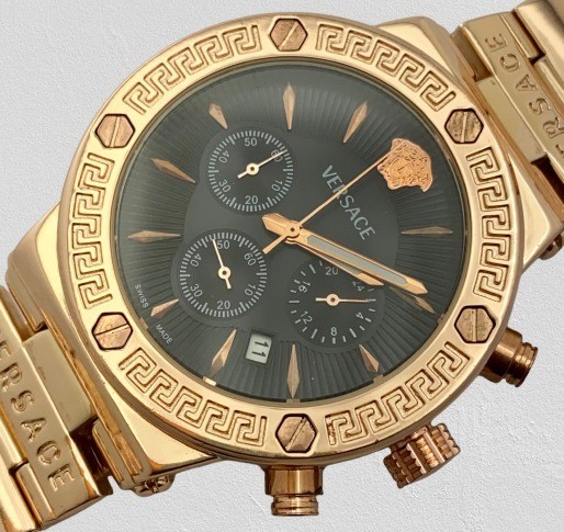 Beautiful Versace Greca Chronograph-Date Black Dial Quartz Men’s Wristwatch