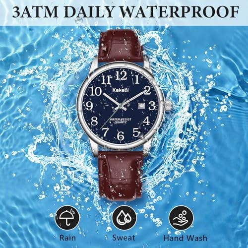 Watch for Men, Easy Reader Unisex Analog Quartz 01-Wine-red/Silver-Tone/Blue