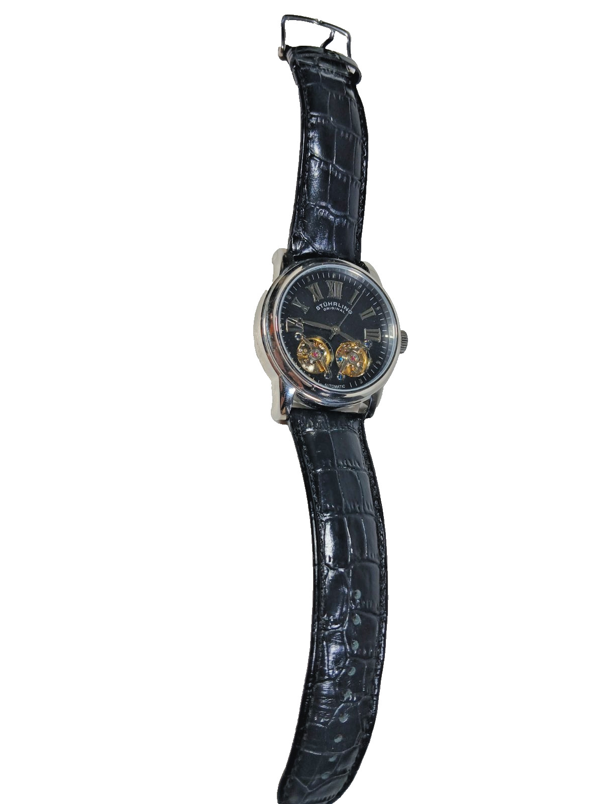 Mens Stuhrling Original Black Automatic Watch, Case & Papers 40 Jewels 9S001