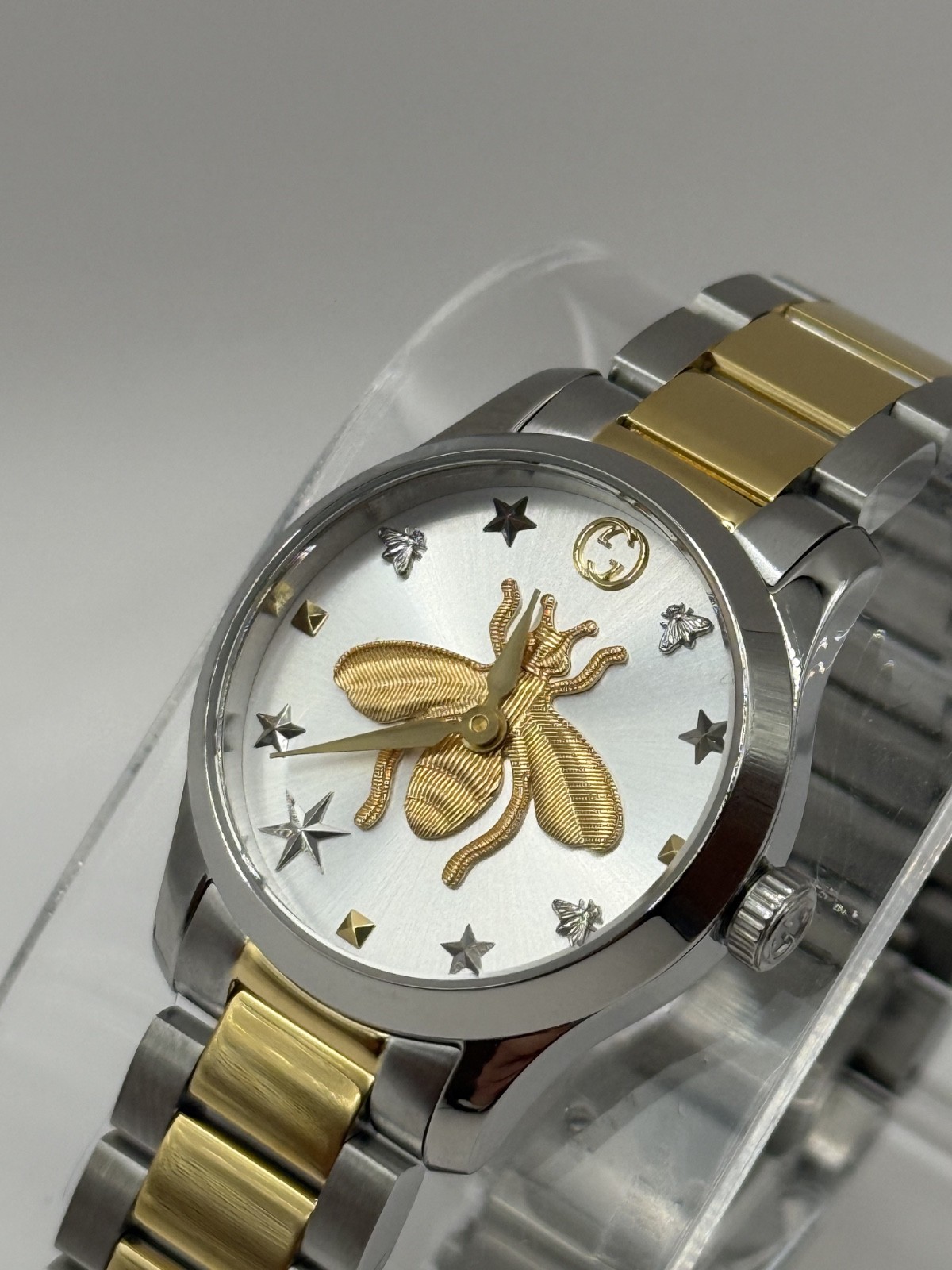 GUCCI Gucci G Timeless Silver Dial Two Tone Steel Strap Watch YA126599 27mm