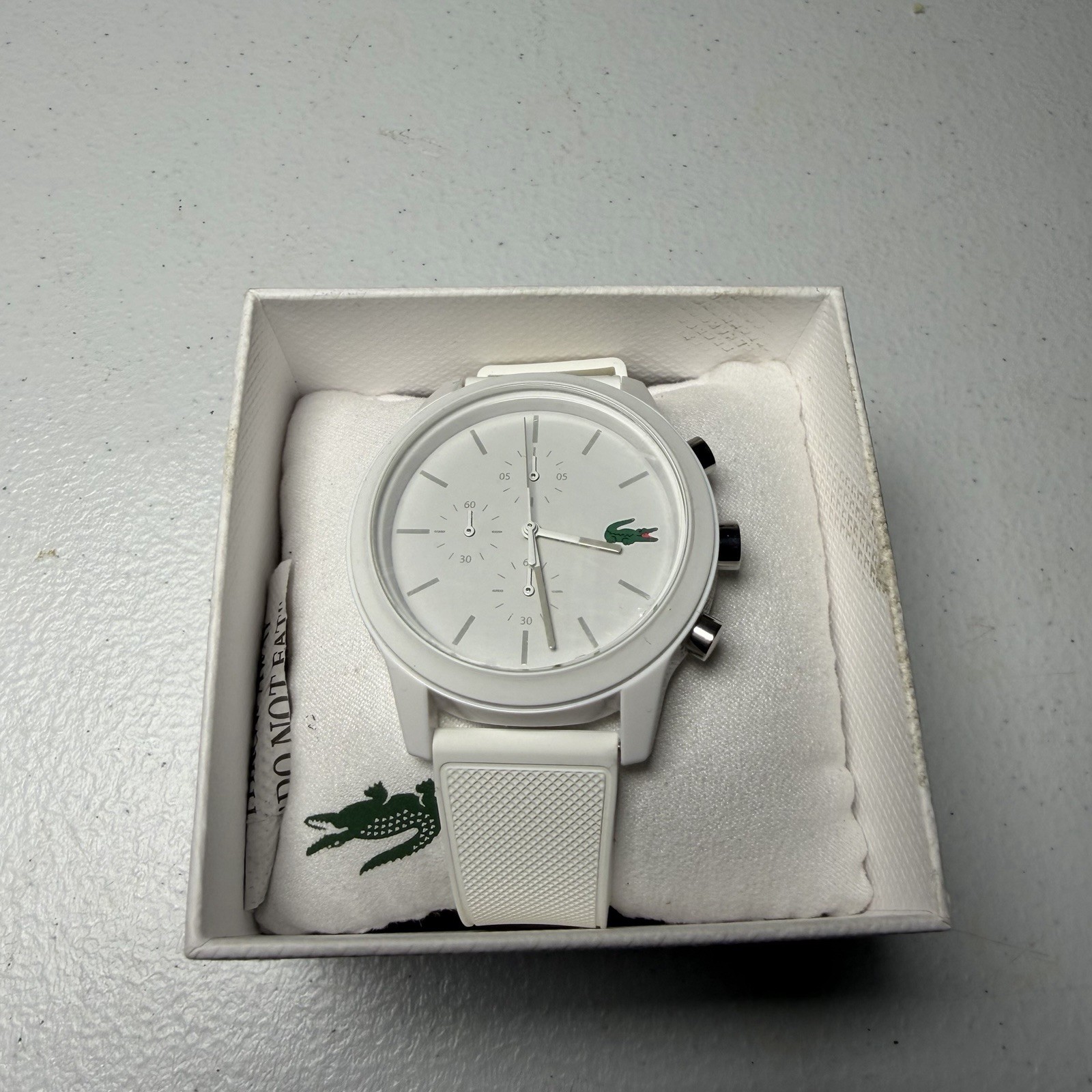 Lacoste Unisex L.12.12. 2010974 Chrono TR90 White Rubber Strap Watch 43mm