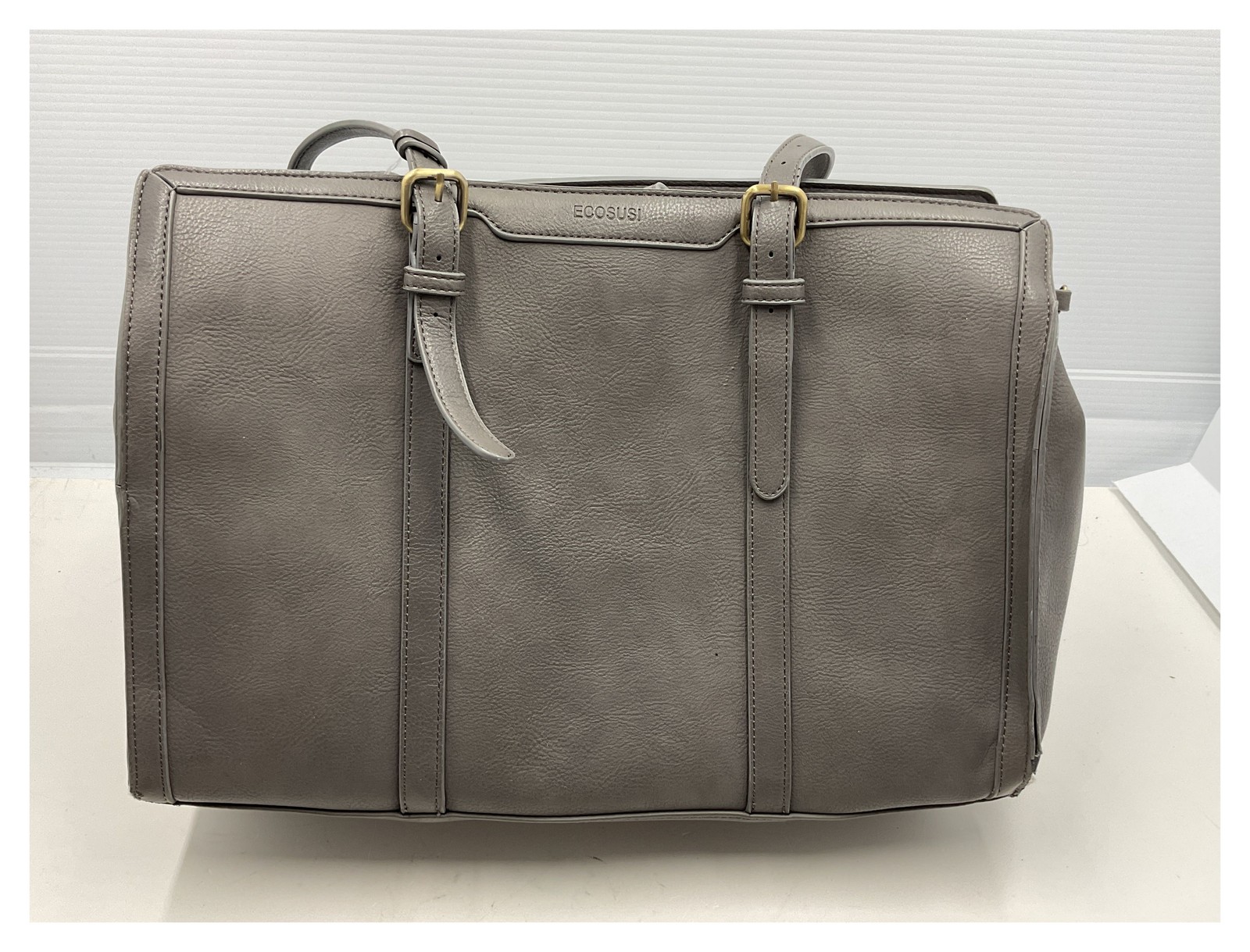 ECOSUSI Women’s Laptop Bag 15.6 inch Tote Briefcase Grey Faux Leather 16×12