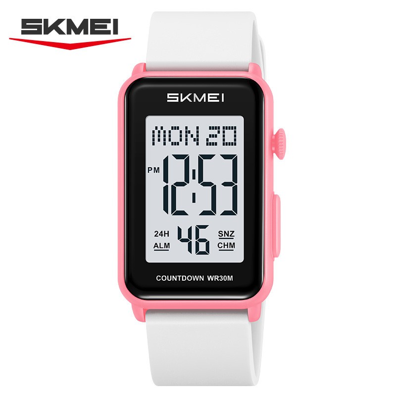 SKMEI Men Rectangle Watch LED Countdown Wristwatch Boys Girl Digital Sport Watch